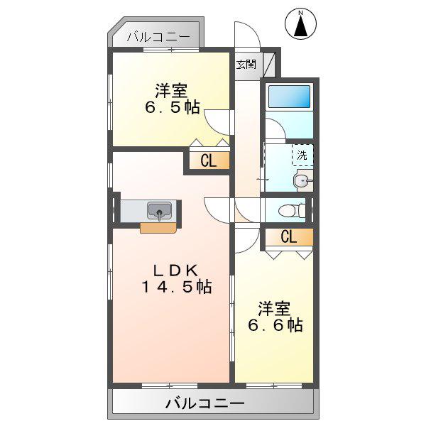 LA VERITE(2LDK/2階)の間取り写真