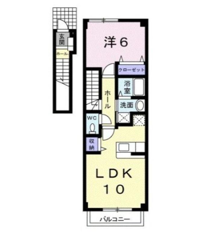 ウルーアンジュI(1LDK/2階)の間取り写真