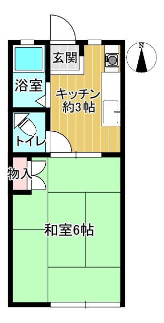 サンティエウエスト(1K/2階)の間取り写真