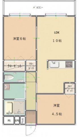 センチュリーアスカI(2LDK/4階)の間取り写真