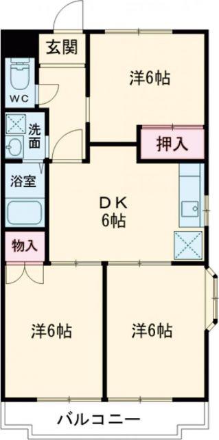 ユトリロ山道町(3DK/4階)の間取り写真
