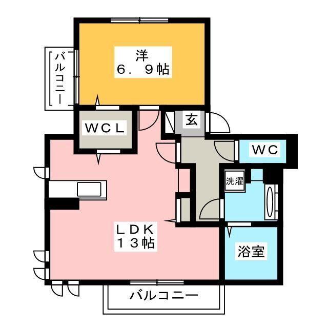 LAPIS上星川(1LDK/1階)の間取り写真