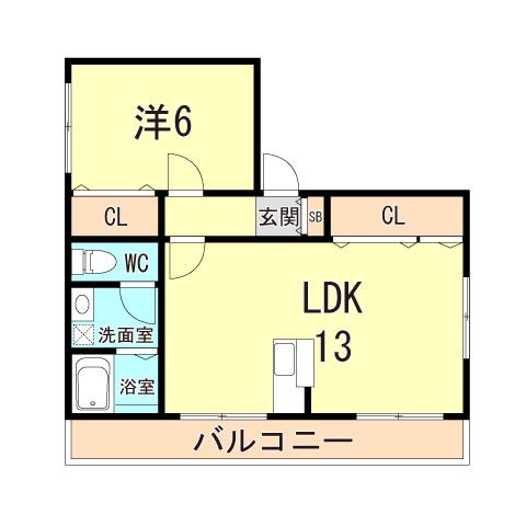 第一ナカニシコーポ(1LDK/2階)の間取り写真