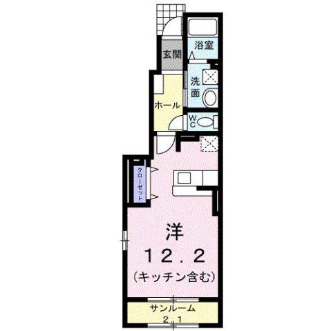 クロワールベルB(ワンルーム/1階)の間取り写真