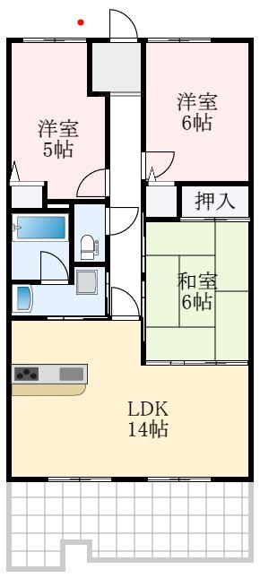 ディオフェルティ狭山西山台(3LDK/2階)の間取り写真