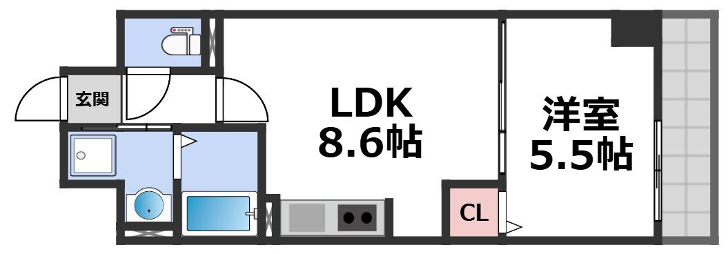 リアライズ今里南(1LDK/2階)の間取り写真