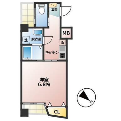 RE BIRTH道の尾(1K/2階)の間取り写真