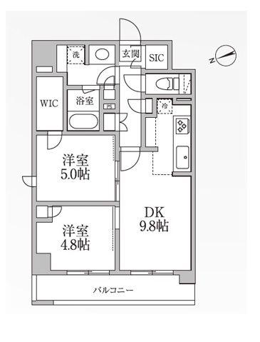 レジディア新御徒町II(2LDK/12階)の間取り写真