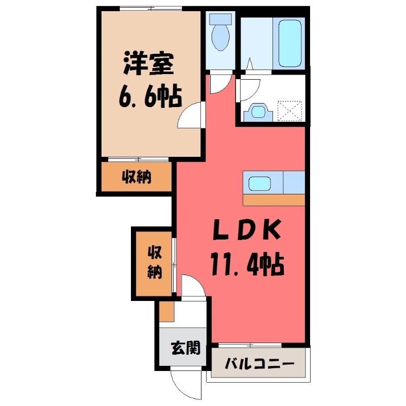 サンヴィレッジII(1LDK/1階)の間取り写真