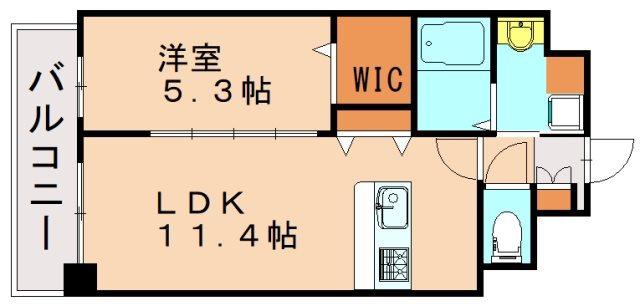 サンビーム三萩野駅前(1LDK/9階)の間取り写真