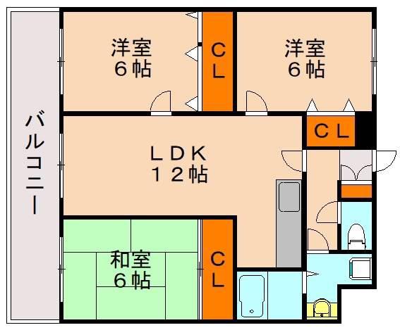 プレジール天拝(3LDK/7階)の間取り写真