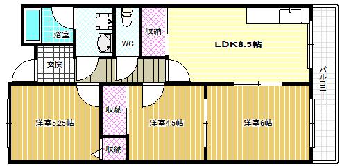 エムテック藤井寺(3LDK/1階)の間取り写真