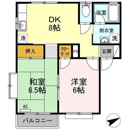 エトワールみむらA(2DK/2階)の間取り写真