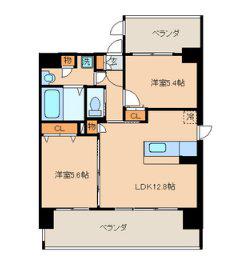 クリムゾン吉塚(2LDK/8階)の間取り写真
