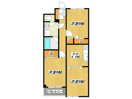 フラワーパーク(3DK/3階)の間取り写真