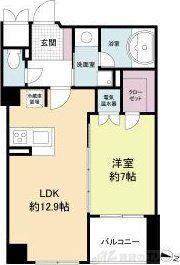 グレンパーク梅田北(1LDK/13階)の間取り写真