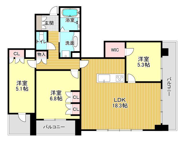 プレミスト浜松中央タワー(3LDK/7階)の間取り写真