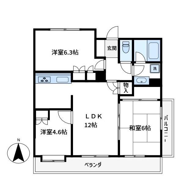 藤和シティホームズ新八柱(3LDK/2階)の間取り写真