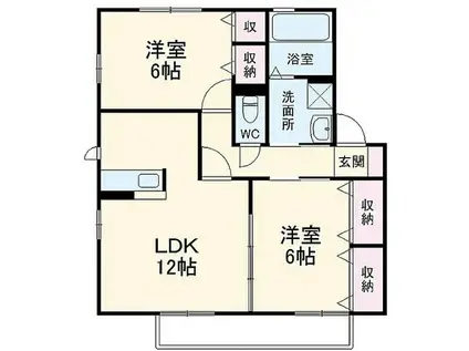エスポワール(2LDK/2階)の間取り写真