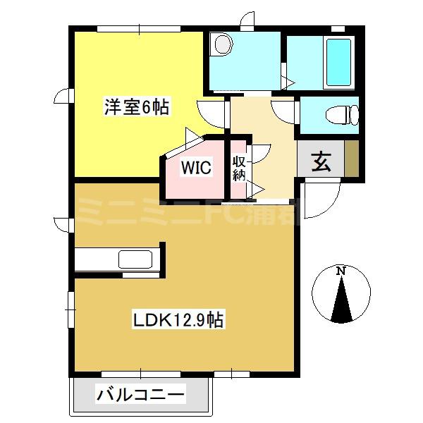アドミラブールA棟(1LDK/2階)の間取り写真