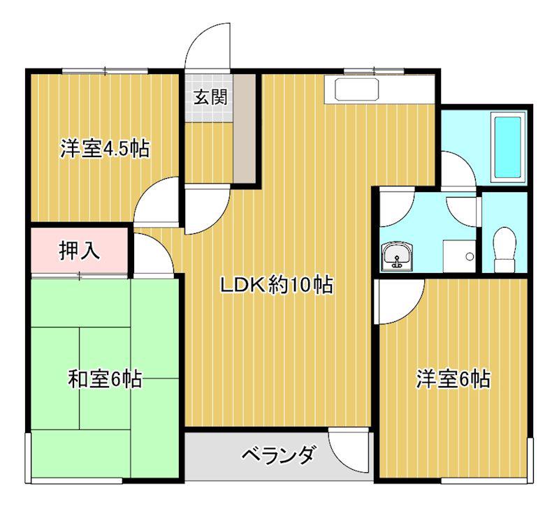 メゾン幸和第一ビル(3DK/2階)の間取り写真