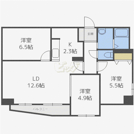 シャンティ発寒南(3LDK/7階)の間取り写真