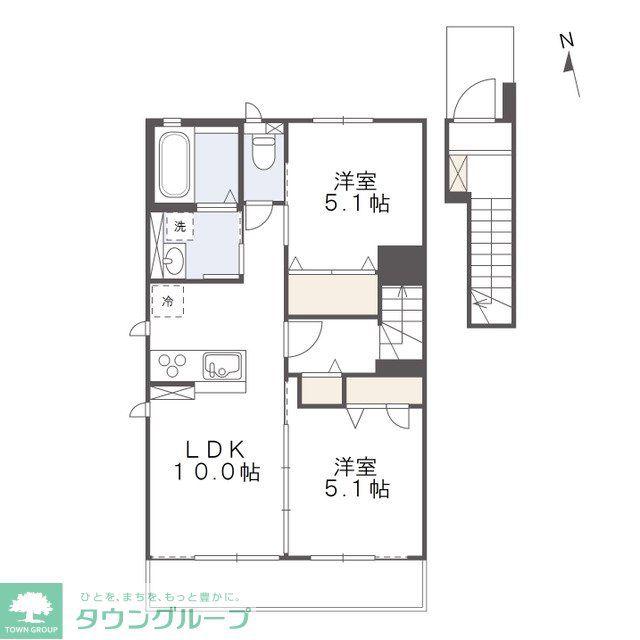 コティクオーレ1(2LDK/2階)の間取り写真
