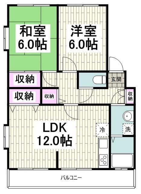 シーレックス津久井浜B棟(2LDK/2階)の間取り写真