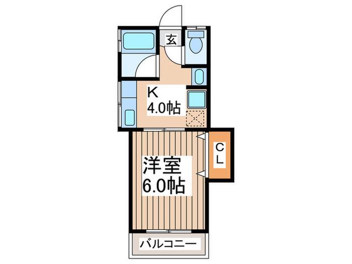清河ハイツ西棟(1K/2階)の間取り写真