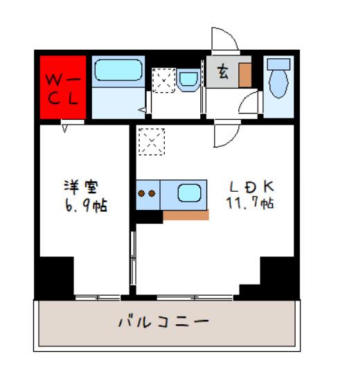 ムーンヒルズ大阪(1LDK/7階)の間取り写真