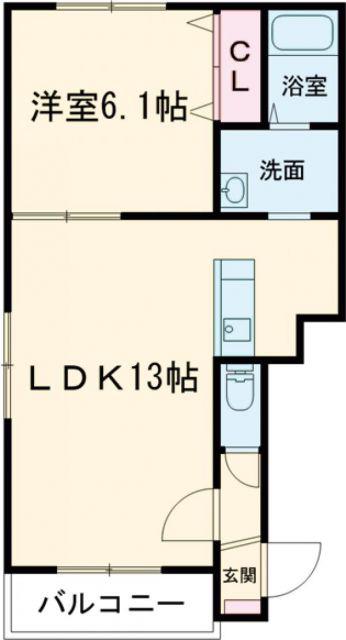 メープルコート千歳(1LDK/3階)の間取り写真