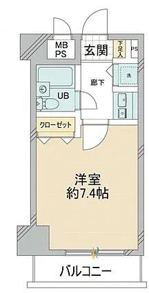 ライオンズマンション門前仲町第5(1K/6階)の間取り写真