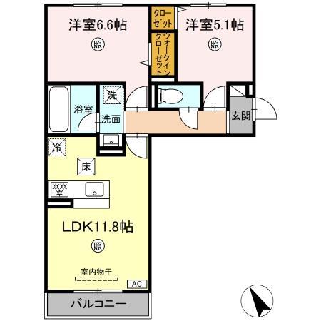 トリシアテラス(2LDK/2階)の間取り写真