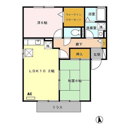 コンフォール・K A棟(2LDK/1階)の間取り写真