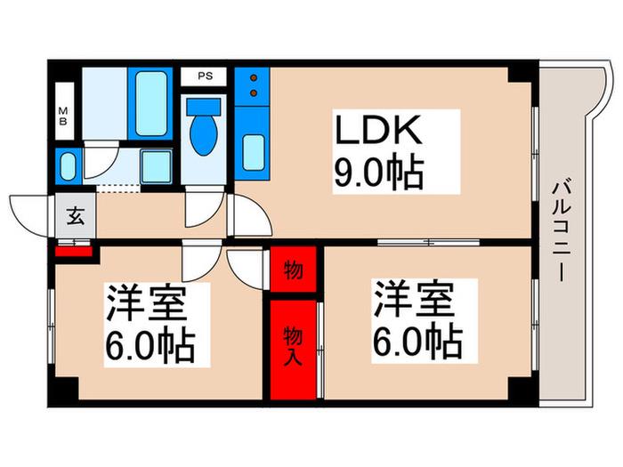 浦安タウンハウス(2LDK/3階)の間取り写真