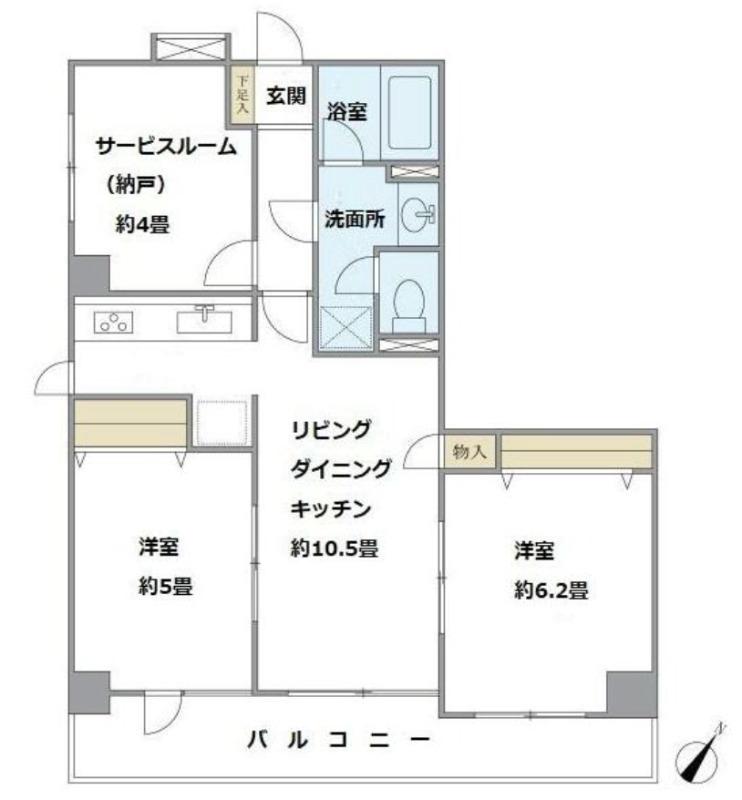 アルテール勝どき(2SLDK/5階)の間取り写真