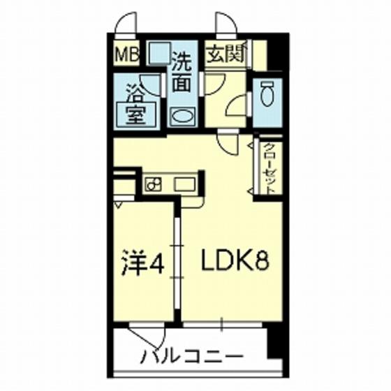 ライズ藤崎台(1LDK/4階)の間取り写真