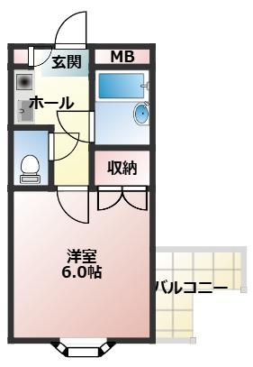 ジュネパレス津田沼第26(1K/1階)の間取り写真