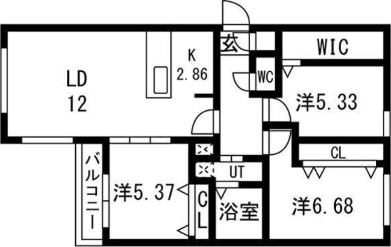 グレイス北16条(3LDK/4階)の間取り写真