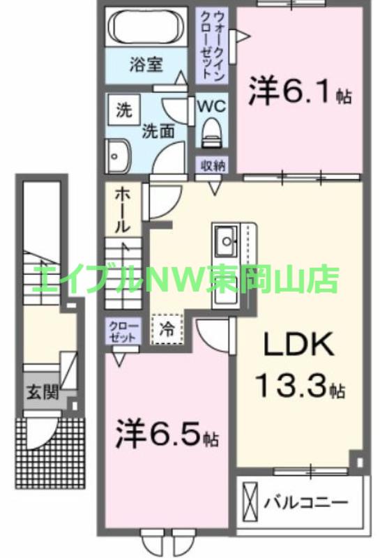 プティボヌールB(2LDK/2階)の間取り写真