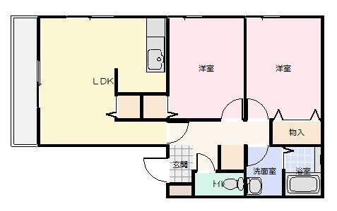 セレッソハイツ・Y(2LDK/2階)の間取り写真
