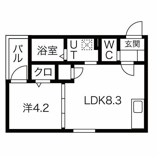 ABELIA(1LDK/1階)の間取り写真