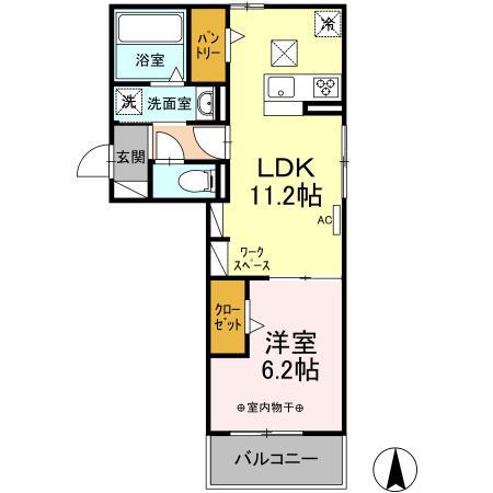 スリジェ(1LDK/1階)の間取り写真