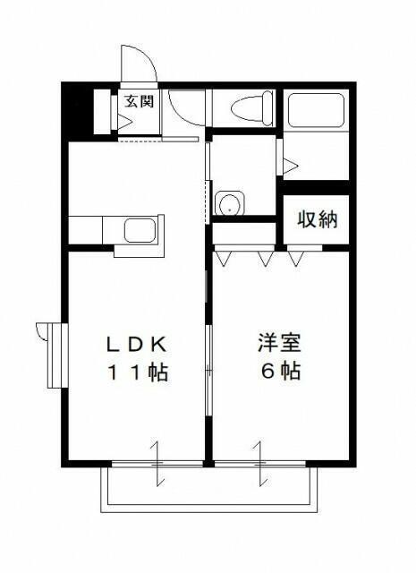 グリーンルーフ(1LDK/1階)の間取り写真