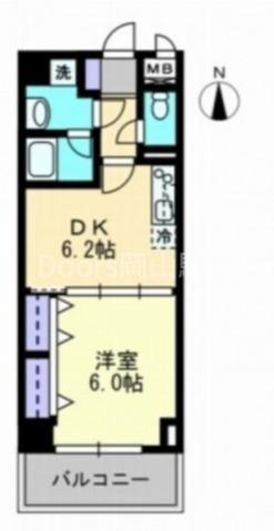 ハアラン表町(1DK/4階)の間取り写真