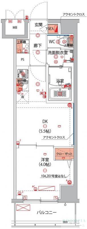 ハーモニーレジデンス東京大島ザ・ガーデン(1DK/2階)の間取り写真