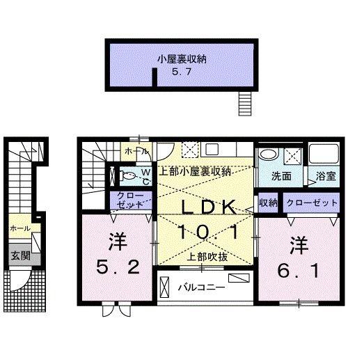 アルドーレK(2LDK/2階)の間取り写真