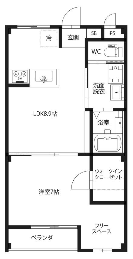ピース・コウセイ勝瑞(1LDK/3階)の間取り写真