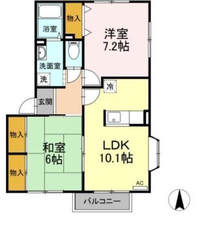 NEST PLACE B棟(2LDK/2階)の間取り写真