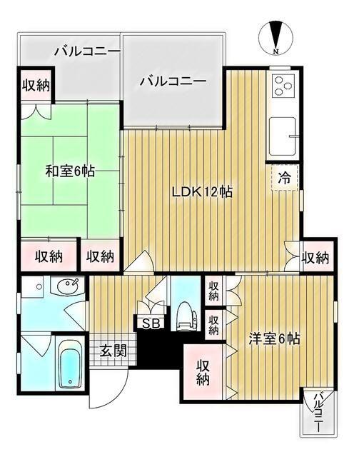 ル・クレソン・ヴェール(2LDK/5階)の間取り写真